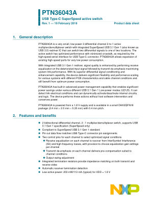 PTN36043A datasheet cover page