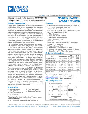 MAX9038 数据手册首页