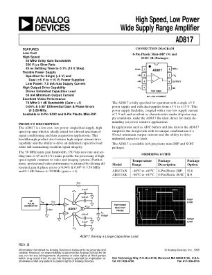 AD817 数据手册首页