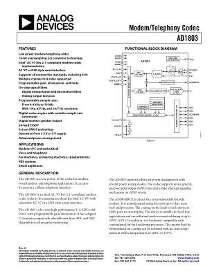 AD1803 datasheet cover page