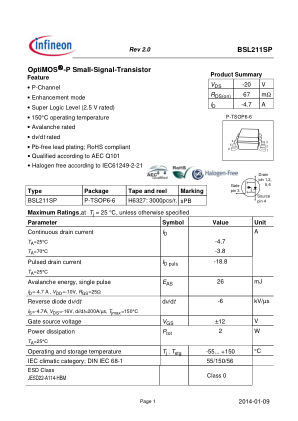 BSL211SP datasheet cover page
