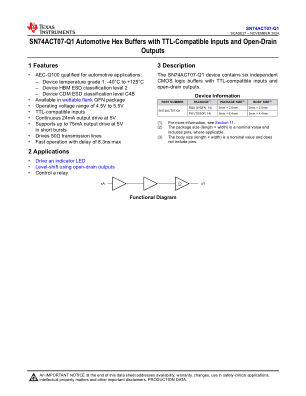 SN74ACT07-Q1 数据手册首页