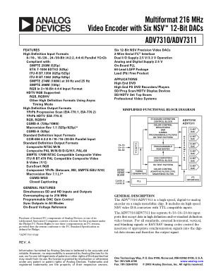 ADV7310 数据手册首页