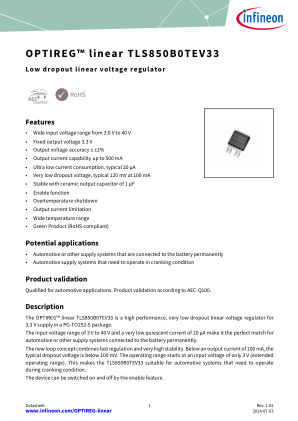TLS850B0TE-V33 datasheet cover page