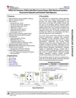 TMCS1143 datasheet cover page