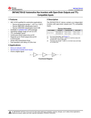 SN74ACT05-Q1 datasheet cover page