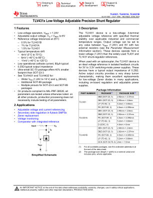 TLV431B datasheet cover page