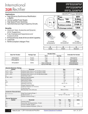 IRFS3206 datasheet cover page