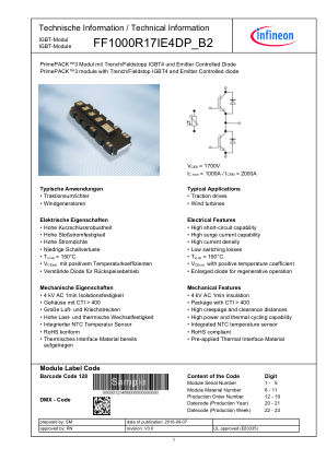 FF1000R17IE4DP-B2 datasheet cover page