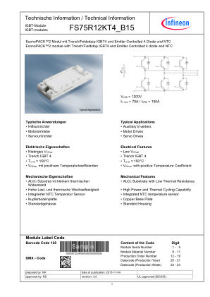 FS75R12KT4-B15 datasheet cover page