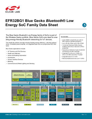 EFR32BG1B132F256GM32-C0 数据手册首页