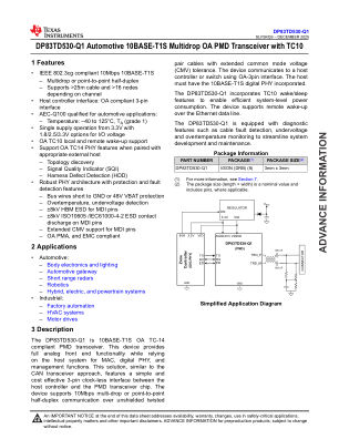 DP83TD530-Q1 datasheet cover page