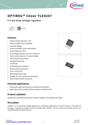 TLE4267 datasheet cover page