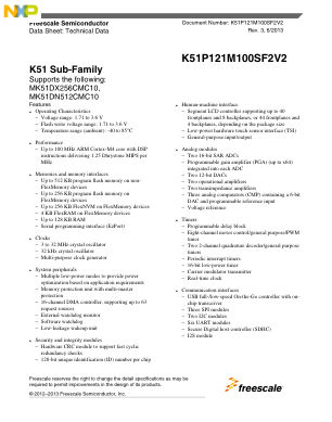 K51P121M100SF2V2 数据手册首页