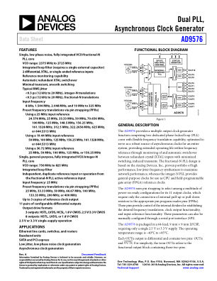 AD9576 数据手册首页