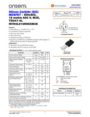 NVH4L016N065M3S 数据手册首页