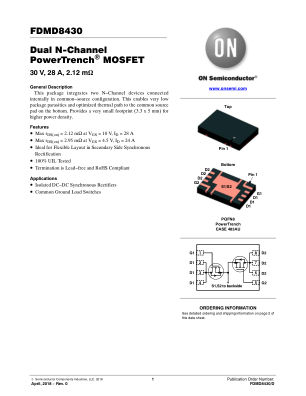 FDMD8430 datasheet cover page