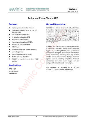 AW86861CSR 数据手册首页