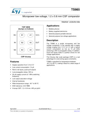 TS985 datasheet cover page