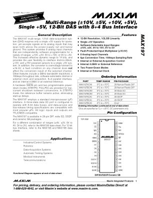 MAX197 数据手册首页