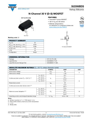 SI2306BDS 数据手册首页