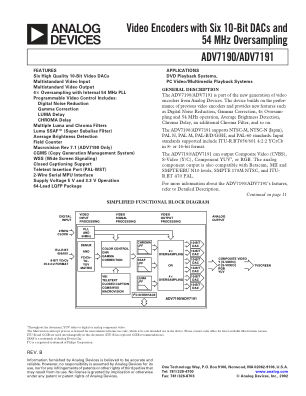 ADV7190 数据手册首页
