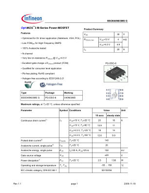 BSO040N03MS-G 数据手册首页