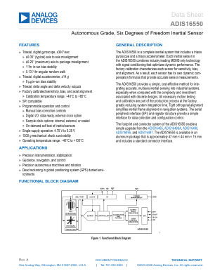 ADIS16550 datasheet cover page