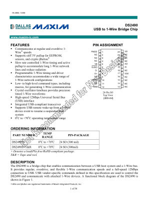 DS2490 datasheet cover page