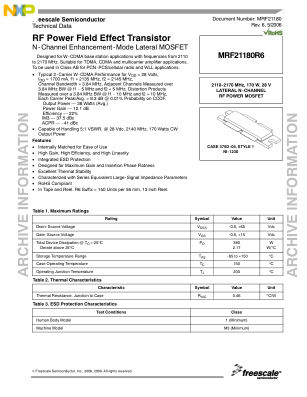 MRF21180 datasheet cover page
