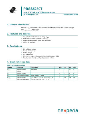 PBSS5230T datasheet cover page