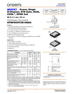 NTMFSCHT2D1N08X 数据手册首页