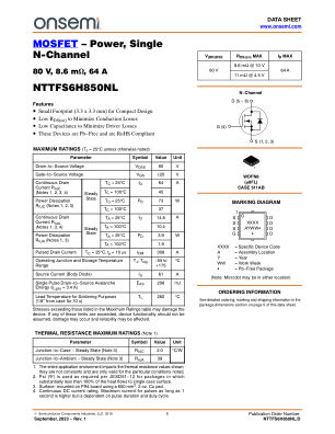 NTTFS6H850NL 数据手册首页