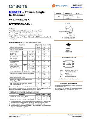 NTTFS5C454NL 数据手册首页