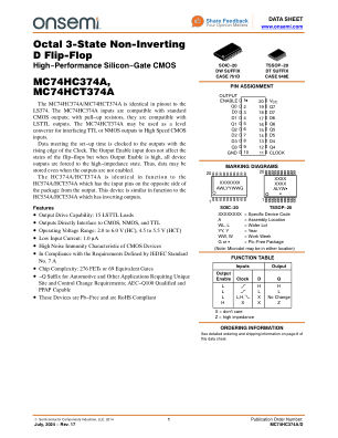 MC74HC374A 数据手册首页