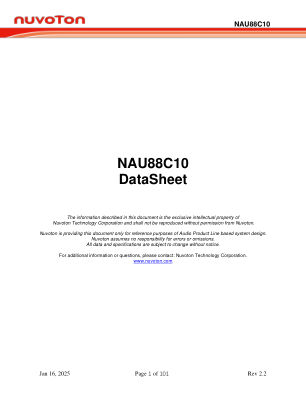 NAU88C10 数据手册首页