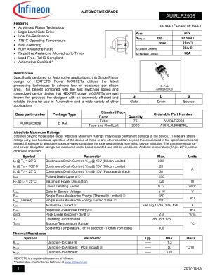 AUIRLR2908 datasheet cover page
