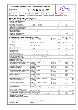 FF150R12KE3G 数据手册首页