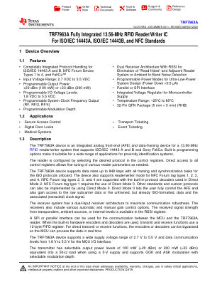 TRF7963A datasheet cover page