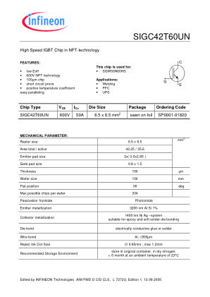 SIGC42T60UN-L7272U datasheet cover page