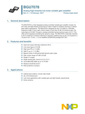 BGU7078 datasheet cover page