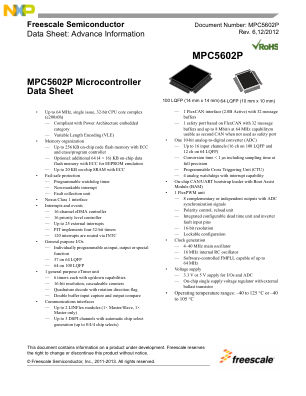 MPC5602P 数据手册首页