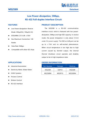 MS2589 datasheet cover page