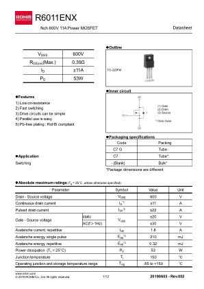R6011ENX 数据手册首页