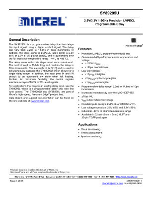 SY89295UMG-TR datasheet cover page