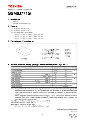 SSM6J771G datasheet cover page
