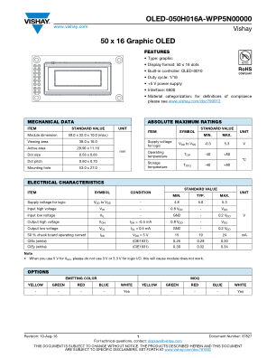 OLED050H016AWPP5N00000 数据手册首页