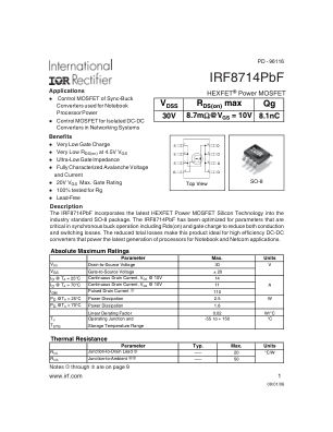 IRF8714 datasheet cover page