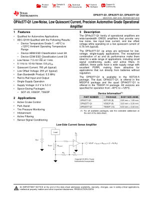 OPA4377-Q1 数据手册首页