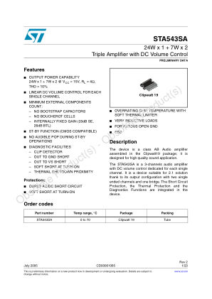 STA543SA datasheet cover page
